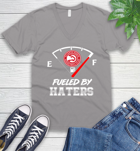 Atlanta Hawks NBA Basketball Fueled By Haters Sports V-Neck T-Shirt 3