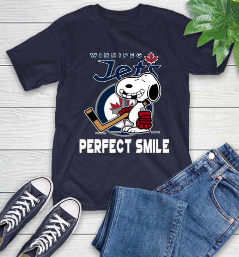 NHL Winnipeg Jets Snoopy Perfect Smile The Peanuts Movie Hockey T Shirt T-Shirt 3