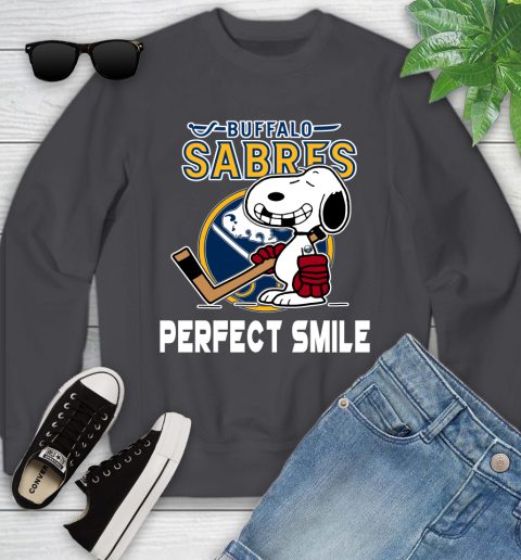 NHL Buffalo Sabres Snoopy Perfect Smile The Peanuts Movie Hockey T Shirt Youth Sweatshirt 5