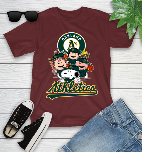 MLB Oakland Athletics Snoopy Charlie Brown Woodstock The Peanuts Movie Baseball T Shirt_000 Youth T-Shirt 14