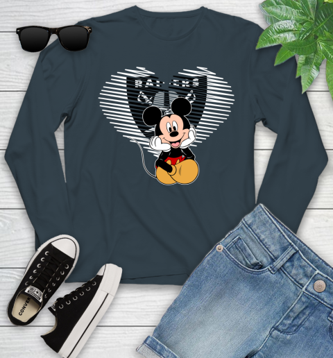 NFL Oakland Raiders The Heart Mickey Mouse Disney Football T Shirt_000 Youth Long Sleeve 9