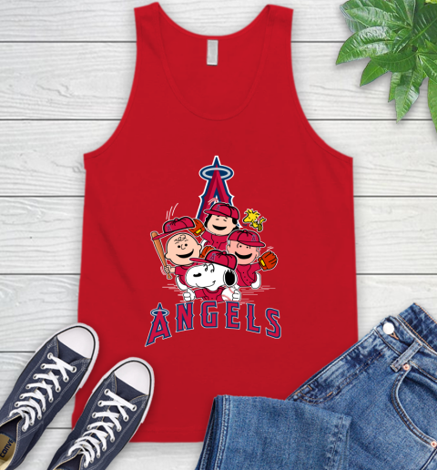 MLB Los Angeles Angels Snoopy Charlie Brown Woodstock The Peanuts Movie Baseball T Shirt_000 Tank Top 5