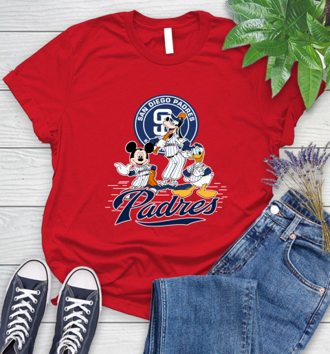 MLB San Diego Padres Mickey Mouse Donald Duck Goofy Baseball T Shirt Women's T-Shirt 13