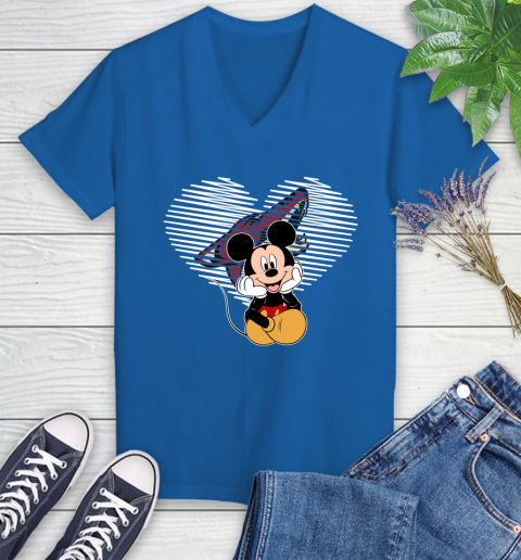 NHL Arizona Coyotes The Heart Mickey Mouse Disney Hockey Women's V-Neck T-Shirt 10