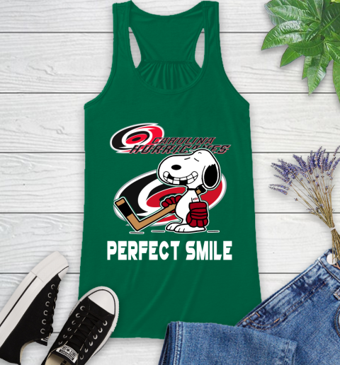NHL Carolina Hurricanes Snoopy Perfect Smile The Peanuts Movie Hockey T Shirt Racerback Tank 6