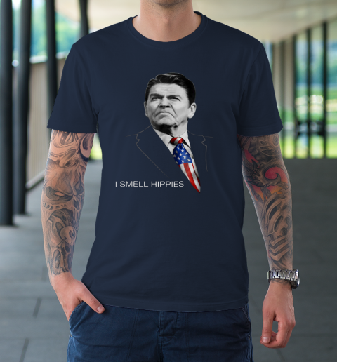 I Smell Hippies Ronald Reagan Conservative T-Shirt 2