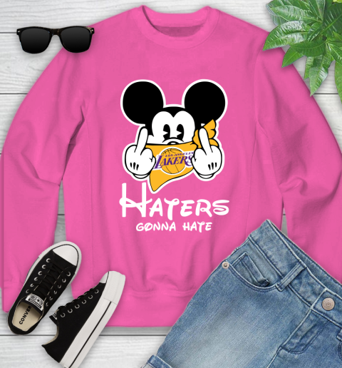 NBA Los Angeles Lakers Haters Gonna Hate Mickey Mouse Disney Basketball T Shirt Youth Sweatshirt 6