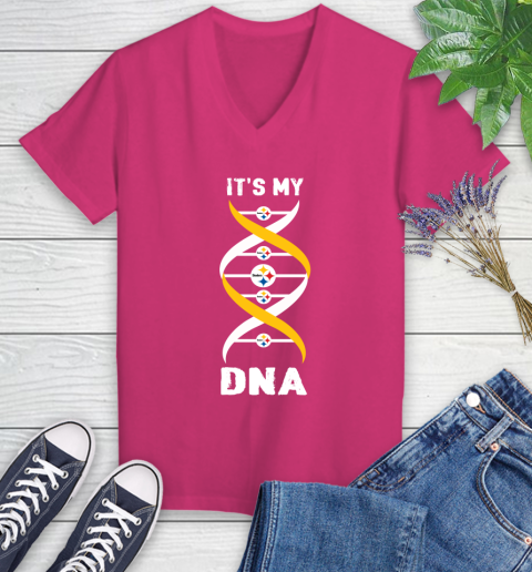 Pittsburgh Steelers NFL Football It's My DNA Sports Women's V-Neck T-Shirt 9