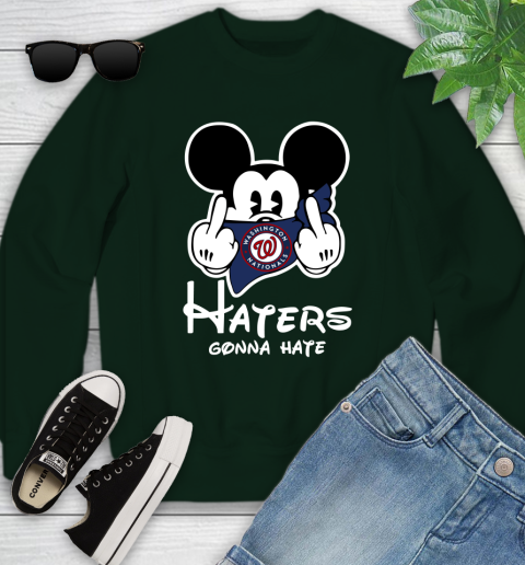 MLB Washington Nationals Haters Gonna Hate Mickey Mouse Disney Baseball T Shirt_000 Youth Sweatshirt 9