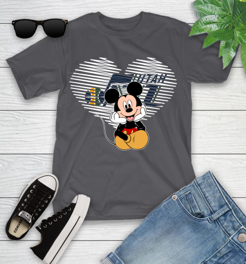 NBA Utah Jazz The Heart Mickey Mouse Disney Basketball Youth T-Shirt 6