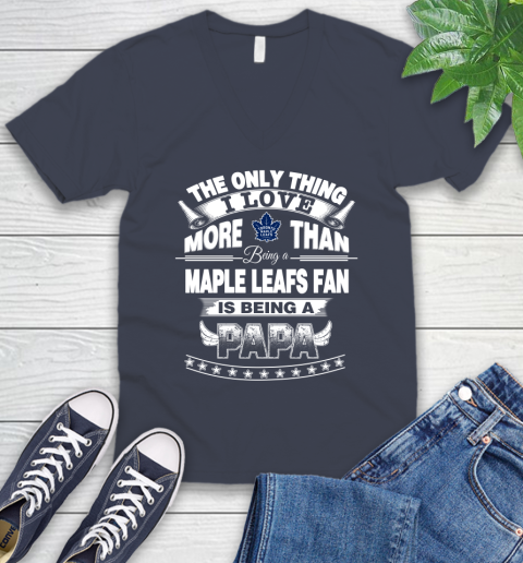 NHL The Only Thing I Love More Than Being A Toronto Maple Leafs Fan Is Being A Papa Hockey V-Neck T-Shirt 8