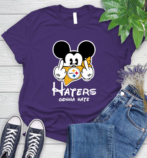 NFL Pittsburgh Steelers Haters Gonna Hate Mickey Mouse Disney Football T Shirt_000 Women's T-Shirt 4