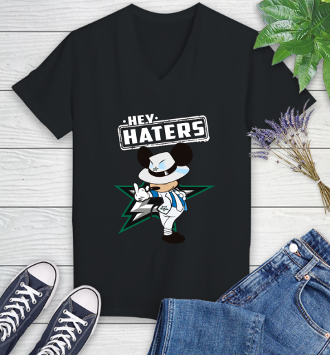 NHL Hey Haters Mickey Hockey Sports Dallas Stars Women's V-Neck T-Shirt
