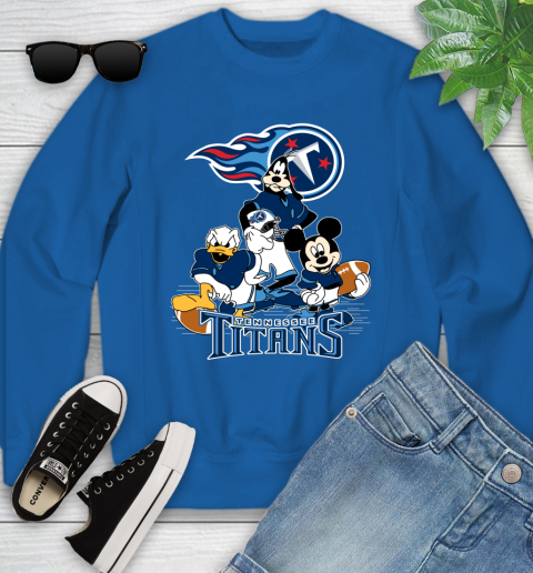 NFL Tennessee Titans Mickey Mouse Donald Duck Goofy Football Shirt Youth Sweatshirt 7
