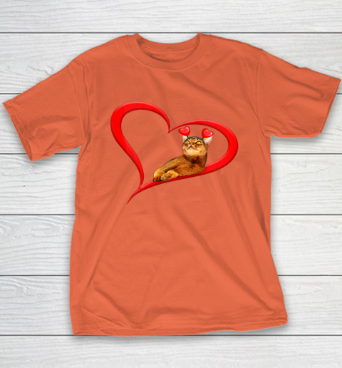 Funny Abyssinian Cat Valentine Pet Kitten Cat Lover Youth T-Shirt 9