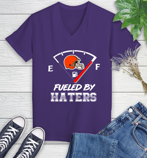 Cleveland Browns NFL Football Fueled By Haters Sports Women's V-Neck T-Shirt 3