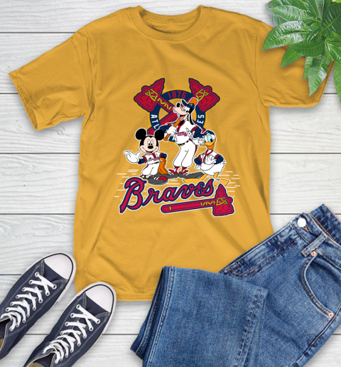 MLB Atlanta Braves Mickey Mouse Donald Duck Goofy Baseball T Shirt T-Shirt 2