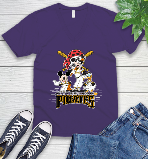 MLB Pittsburgh Pirates Mickey Mouse Donald Duck Goofy Baseball T Shirt V-Neck T-Shirt 9