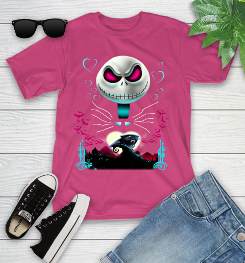NFL Carolina Panthers Jack Skellington Sally The Nightmare Before Christmas Football Youth T-Shirt 11