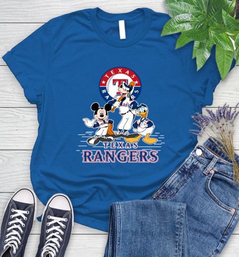 MLB Texas Rangers Mickey Mouse Donald Duck Goofy Baseball T Shirt Women's T-Shirt 12