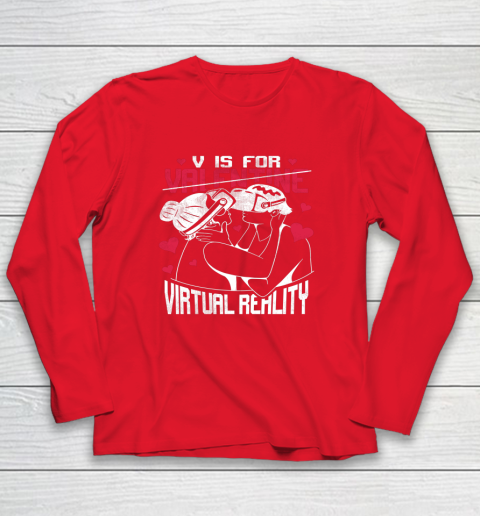 V Is For Virtual Reality Funny Valentine Couples Lovers Kiss Long Sleeve T-Shirt 14