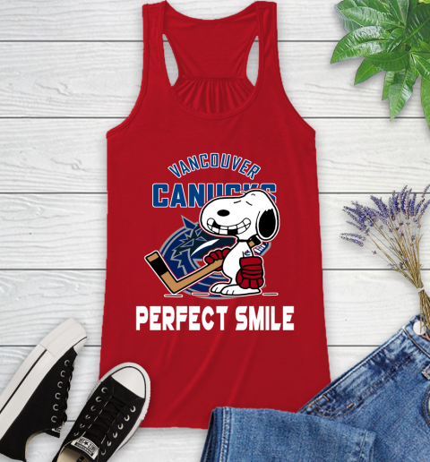 NHL Vancouver Canucks Snoopy Perfect Smile The Peanuts Movie Hockey T Shirt Racerback Tank 5