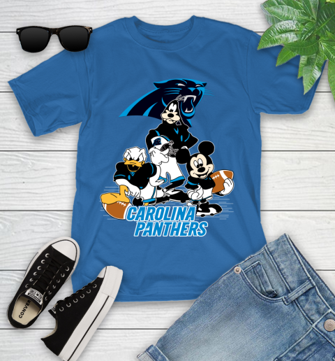 NFL Carolina Panthers Mickey Mouse Donald Duck Goofy Football Shirt Youth T-Shirt 12