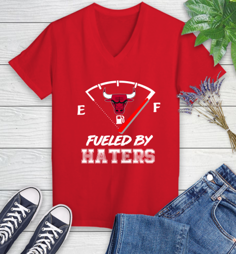 Chicago Bulls NBA Basketball Fueled By Haters Sports Women's V-Neck T-Shirt 11
