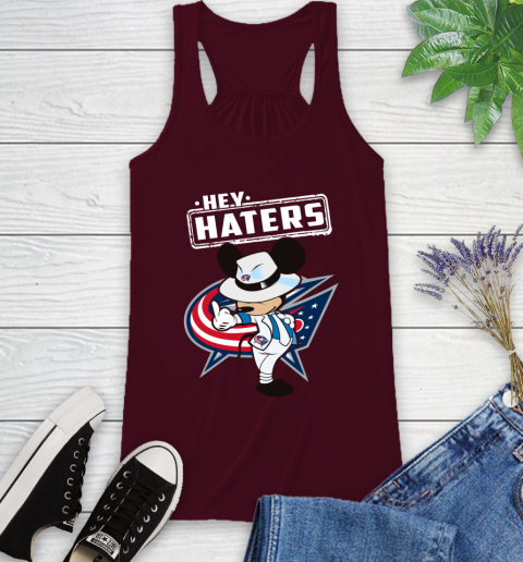 NHL Hey Haters Mickey Hockey Sports Columbus Blue Jackets Racerback Tank 2