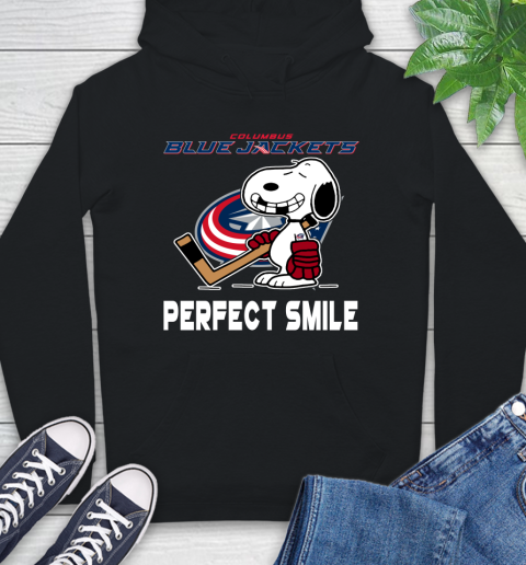 NHL Columbus Blue Jackets Snoopy Perfect Smile The Peanuts Movie Hockey T Shirt Hoodie