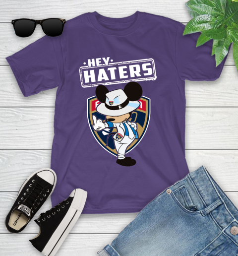 NHL Hey Haters Mickey Hockey Sports Florida Panthers Youth T-Shirt 3