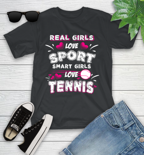 Real Girls Loves Sport Smart Girls Play Tennis Youth T-Shirt