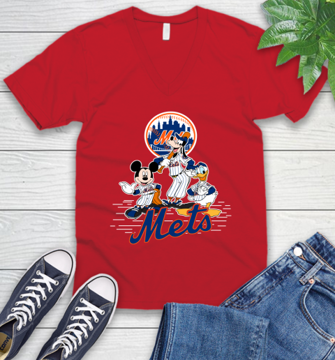 MLB New York Mets Mickey Mouse Donald Duck Goofy Baseball T Shirt V-Neck T-Shirt 6