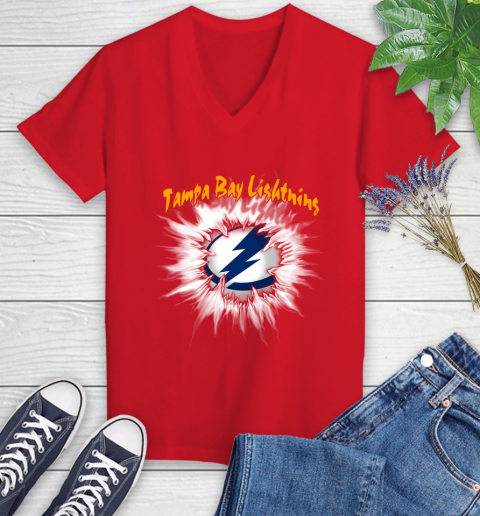 Tampa Bay Lightning NHL Hockey Adoring Fan Rip Sports Women's V-Neck T-Shirt 11