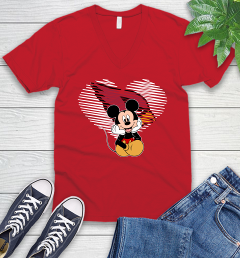 NFL Arizona Cardinals The Heart Mickey Mouse Disney Football T Shirt_000 V-Neck T-Shirt 6