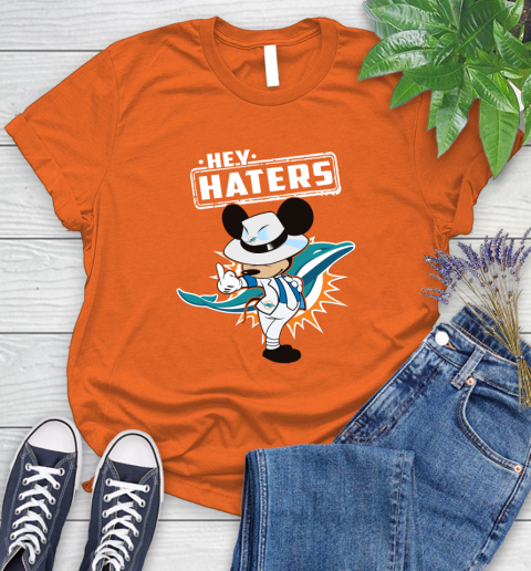 NFL Hey Haters Mickey Football Sports Miami Dolphins Women's T-Shirt 3