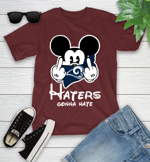 NFL Los Angeles Rams Haters Gonna Hate Mickey Mouse Disney Football T Shirt Youth T-Shirt 14