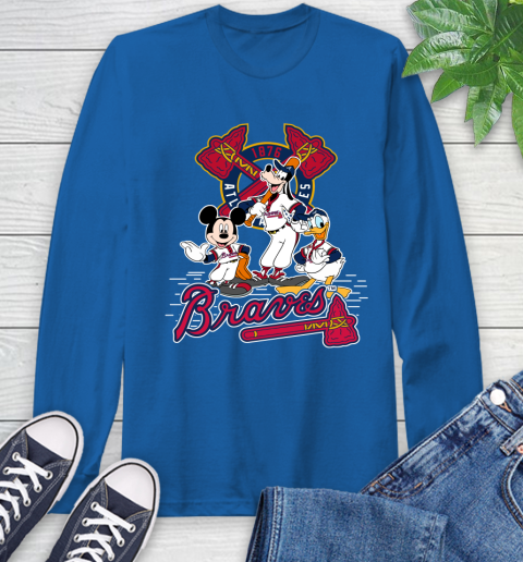 MLB Atlanta Braves Mickey Mouse Donald Duck Goofy Baseball T Shirt Long Sleeve T-Shirt 10