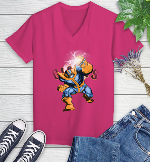 San Francisco Giants MLB Baseball Thanos Avengers Infinity War Marvel Women's V-Neck T-Shirt 9