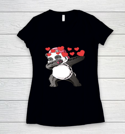 VALENTINE HEART bear DABBING PANDA Women's V-Neck T-Shirt 8