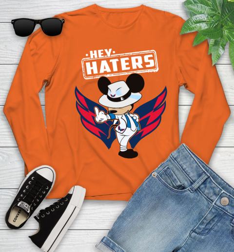 NHL Hey Haters Mickey Hockey Sports Washington Capitals Youth Long Sleeve 3