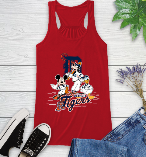 MLB Detroit Tigers Mickey Mouse Donald Duck Goofy Baseball T Shirt Racerback Tank 5