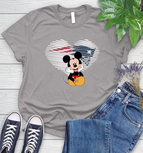 NFL New England Patriots The Heart Mickey Mouse Disney Football T Shirt_000 Women's T-Shirt 5