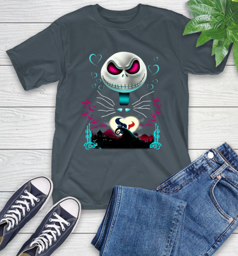NFL Houston Texans Jack Skellington Sally The Nightmare Before Christmas Football T-Shirt 10