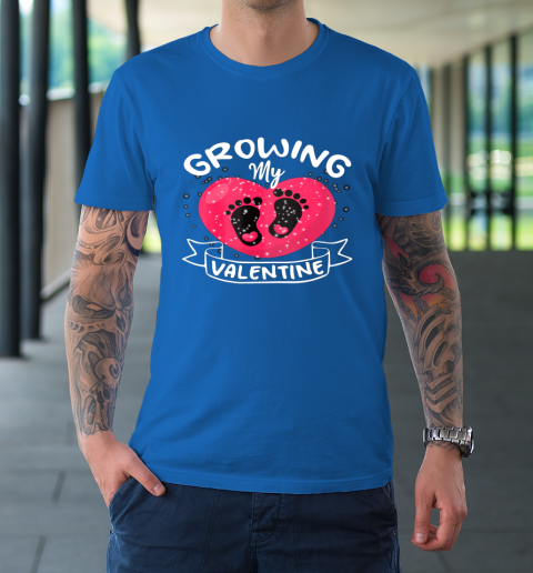 Womens Growing My Valentine literally pregnant shirt Pregnancy Wife T-Shirt 15