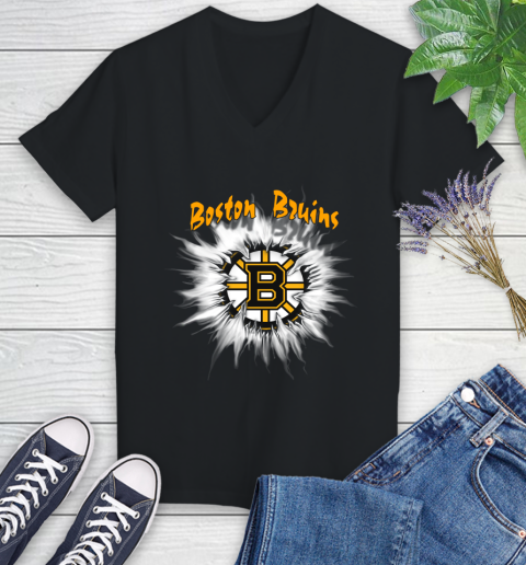 Boston Bruins NHL Hockey Adoring Fan Rip Sports Women's V-Neck T-Shirt