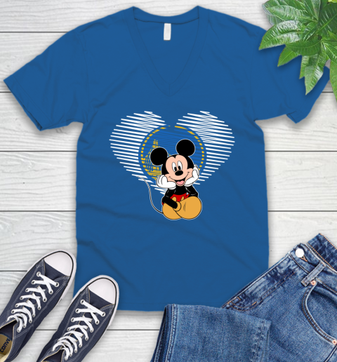 NBA Golden State Warriors The Heart Mickey Mouse Disney Basketball V-Neck T-Shirt 5