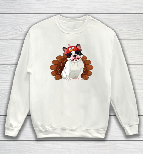 Funny Turkey Bulldog Thanksgiving Dog Turkey Costume Sweatshirt
