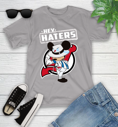 NHL Hey Haters Mickey Hockey Sports New Jersey Devils Youth T-Shirt 4