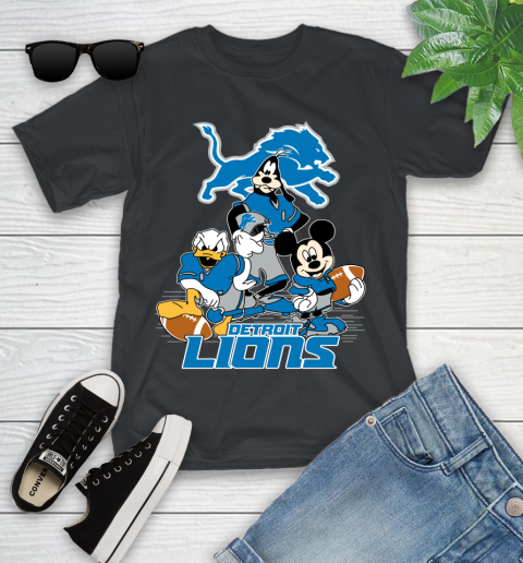NFL Detroit Lions Mickey Mouse Donald Duck Goofy Football Shirt Youth T-Shirt